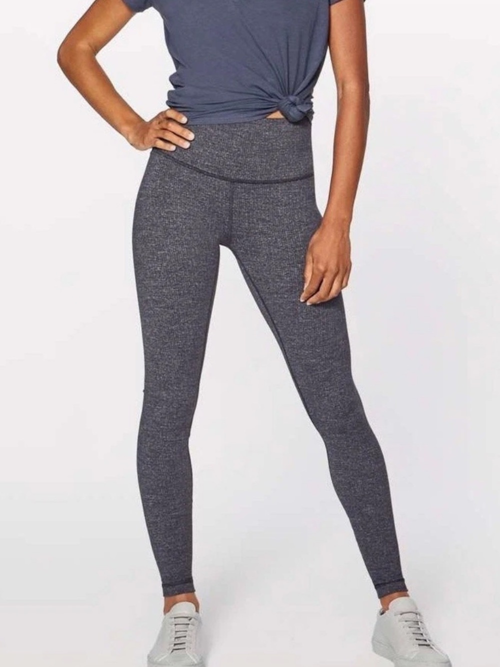 LULULEMON Wunder Under High Rise Leggings Luon Variegated Knit Heather Black 12
